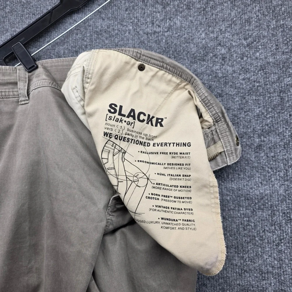 KUHL‎ Mens Khaki SLACKR Cargo Pants Outdoor Work Utility Pants Size 38X30